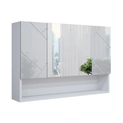 Image of Vicco Bathroom mirror cabinet Irma, White High Gloss, 80 x 55 cm
