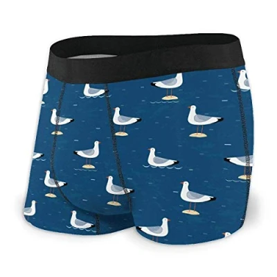 Image of 934 Men&#039;S Boxer Briefs Nautical Birds Seagulls Sports Undershorts Stretchy Underwear Trunks Fitted L