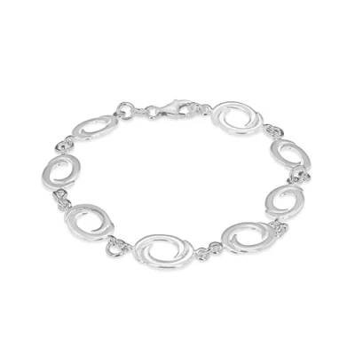 Image of Tuscany Silver Women&#039;s Sterling Swirly Oval Links Bracelet of 19cm/7.5&quot;