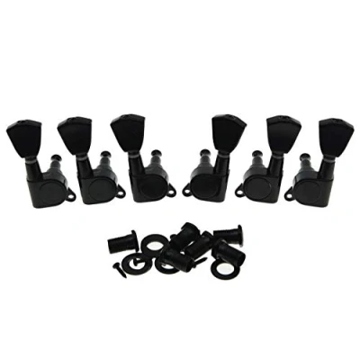 Image of Black Guitar Tuners Tuning Keys Machine Head with Tulip Button for Les Paul or Acoustic
