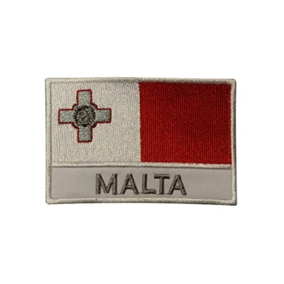 Image of Malta National Flag Embroidered Iron on Patch Sew Badge for Clothes etc