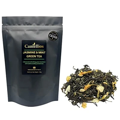 Image of Jasmine and Mint Green Tea, Loose Leaf Camellios (200g)