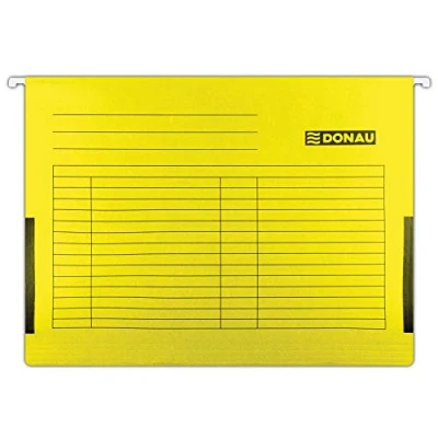Image of DONAU Hanging Bag with Linen Frogs Made from Recycled Cardboard 230 GSM for DIN A4 Colour: Yellow Pack of 5 Interchangeable Blank Label Ideal Office and School The Authority