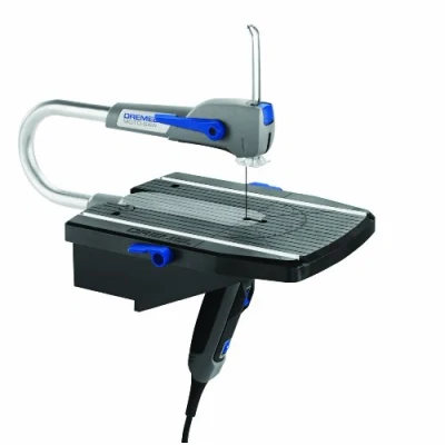 Image of Dremel F013MS20JB Compact Scroll Saw, 2 in 1 Table Saw and Fretsaw with Attachment 5 Blades, Blue, 70 W