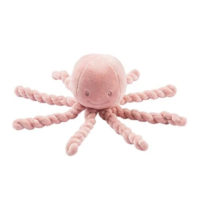 Image of Nattou Plush Soft Toy, Stuffed Animal, Cuddly Companion, Umbilical Cord Design Reassures Baby, Machine Washable, 100 Percent Super Polyester, PETA Approved Vegan, Lapidou Octopus, Old Pink, 25 cm