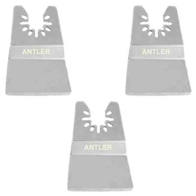 Image of 3X Antler 50mm Scraper Blades Compatible with Dewalt Stanley Worx F30 Erbauer Black &amp; Decker Oscillating Multitool QAB50SPR