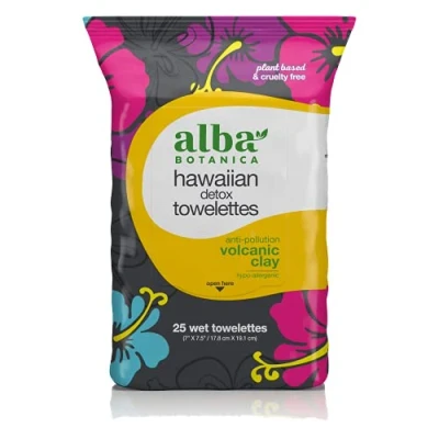 Image of Alba Botanica Hawaiian Anti pollution Volcanic Clay Towelettes, 100 g