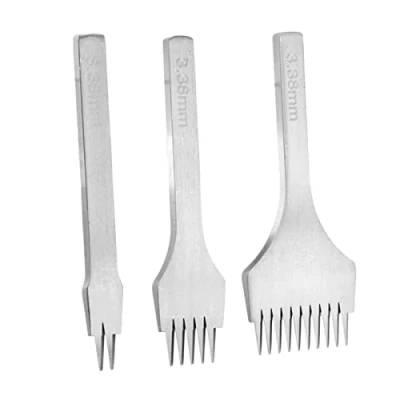 Image of Diamond Lacing Stitching Chisel Set 2.7mm/ 3.0mm/ 3.38mm/ 3.85mm 2/5/10 Punch Prong Tool White Steel(3.38mm)
