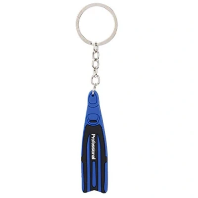 Image of Vbest life PVC Diving Theme Key Ring with Chain Mini Unique Flipper Shape Keychain Fin Keyring Gift(Blue)