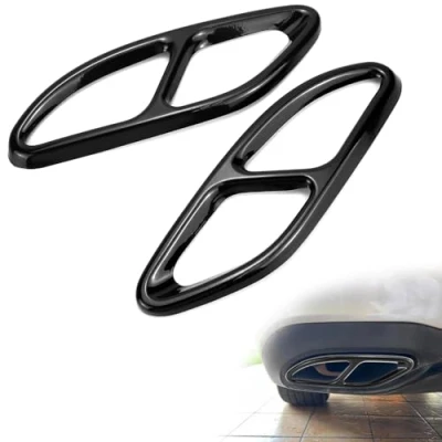 Image of QWORK® 2 Pieces Exhaust Trim Metal Tailpipe Cover Compatible with Benz C Class W205, E W213, B Class, GLC