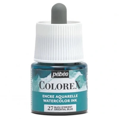 Image of Pébéo Colorex Ink 45 ml Orient Blue Watercolour Velvety Finish Multi Tool Drawing for All Media
