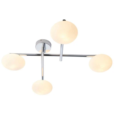 Image of Oristano Bathroom 4 Light Ceiling Semi Flush Chrome Plate &amp; Matt Opal Glass IP44