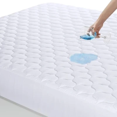 Image of Utopia Bedding Quilted Fitted Waterproof Mattress Protector, Machine Washable Cover Stretches up to 38 CM Deep (White, Small double 122 x 190 cm)