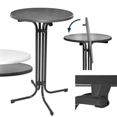 Image of Beautissu Outdoor Bistro Table Ø 70 Bellini Stable Folding Garden Round Patio Heat Resistant Durable &amp; Weatherproof Cocktail Anthracite