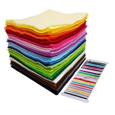 Image of Jtnohx Colour Felt Sheets, Soft Fabric, 15X15CM Acrylic for Crafts, 40 Colours Craft DIY and Sewing Projects