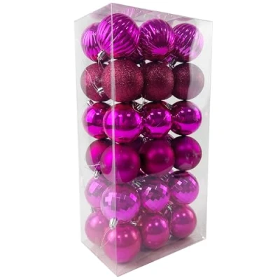 Image of 36PCS 6CM Christmas Baubles Balls Tree Decorations Large Shatterproof Hanging Ornaments for Home Xmas Party, Rose Red