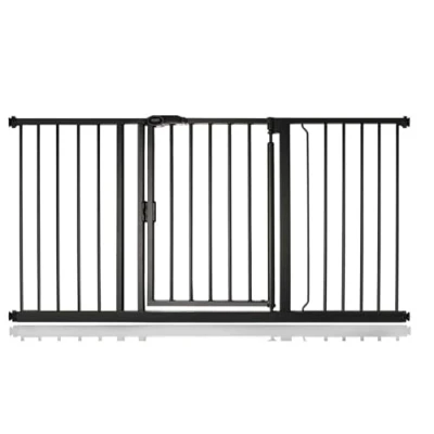 Image of Safetots Pressure Fit Self Closing Stair Gate, 147cm 154cm, Matt Black, Auto Baby Safety Barrier for Toddler, Easy Installation
