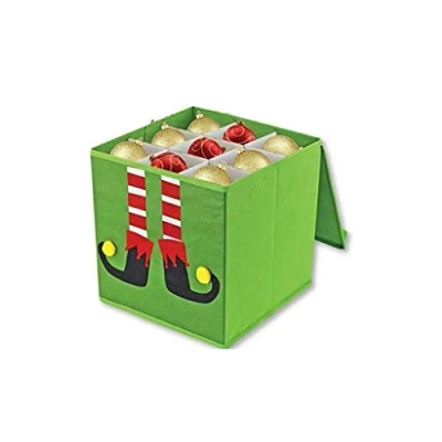 Image of ALAYSTAR Christmas Bauble Xmas Tree Decoration Storage Box Collapsible Design Promotes Space Saving Perfect Stylist Unit (GREEN)