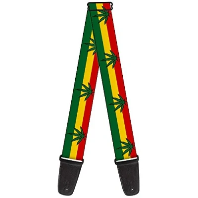 Image of Buckle Down GS W31339 &quot;Marijuana Leaf Repeat Rasta&quot; Guitar Strap