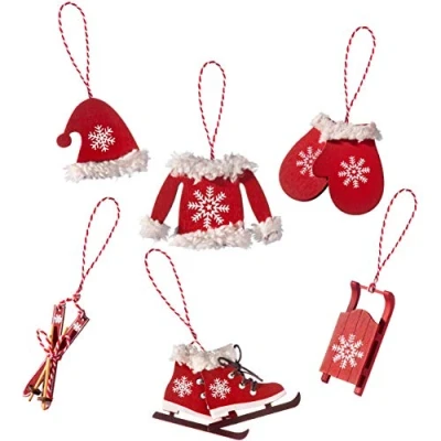 Image of WeRChristmas Hanging Christmas Winter Clothing Decorations Set of 6, Multi Colour, 1cm