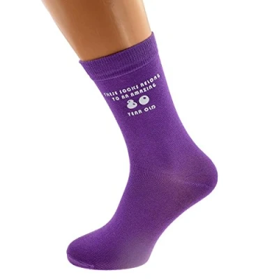 Image of These Socks Belong to An Amazing 80 Year Old PURPLE Womens for 80th Birthday Present 2018