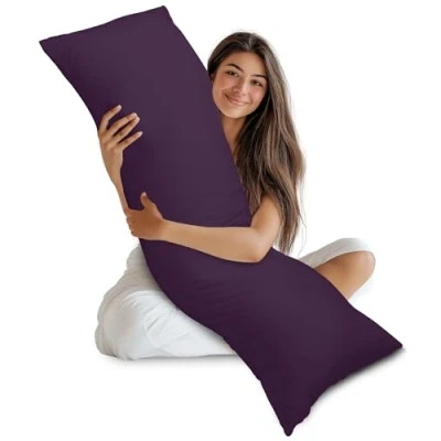 Image of Utopia Bedding Bolster Pillow,Full Body Pillow, Soft Hollowfiber Filling, Long Pregnancy Pillow for Maternity Support and Side Sleeper (Purple, 50x135 cm (Pack of 1))