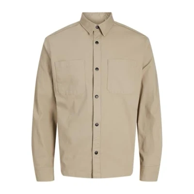 Image of JACK &amp; JONES Men&#039;s Jcologan Ripstop Overshirt Ls Casual Shirt, Crockery, L