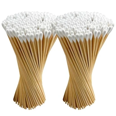 Image of 200 Count Long Cotton Swabs, 6&quot; Sturdy Swabs with Wooden Sticks