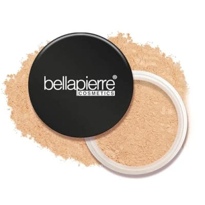 Image of bellapierre Mineral Foundation SPF 15 Loose Powder Vegan &amp; Cruelty Free Natural Makeup Full Coverage Matte Finish Hypoallergenic Oil Talc 9 Grams Latte