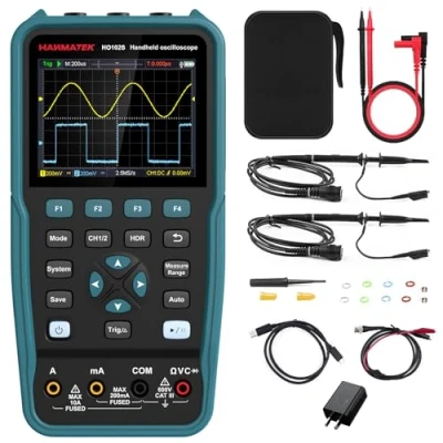 Image of HANMATEK 3 in 1 Handheld oscilloscope Multimeter 100Mhz Waveform Generator with 2 Channels 3.5&quot;TFT, HO102S Professional Memory Function