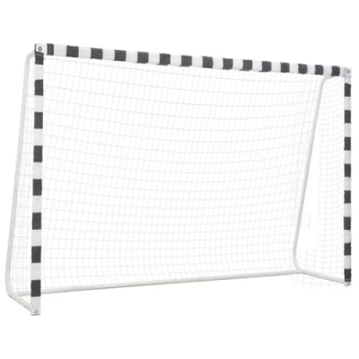 Image of vidaXL Soccer Goal 300x200x90 cm Metal Frame, Black/White, Weather Resistant PE Net, Easy Assembly, Outdoor Football Post