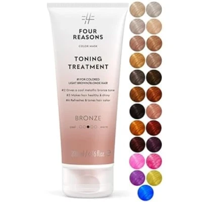 Image of FOUR REASONS Color Mask Bronze (19 Colors) Toning Treatment, Depositing Conditioner, Tone &amp; Enhance Treated Hair Semi Permanent Dye, Vegan and Cruelty Free, 6.76 fl oz