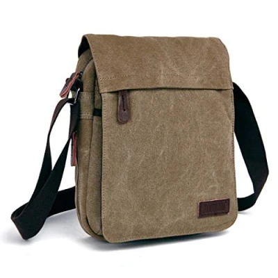 Image of Canvas Messenger Bag Shoulder Laptop Satchel Bookbag Crossbody For Men (Khaki)