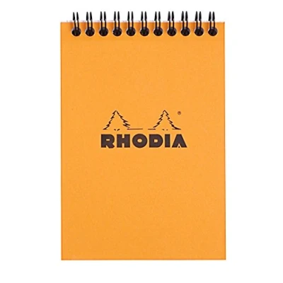 Image of RHODIA 13500C Spiral Notebook (Full Bound) Orange A6 Small Squares80 Detachable Sheets, Clairefontaine Paper 80g Soft and Resistant Coated Card Cover Classic