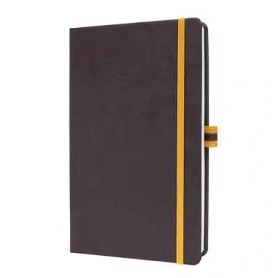 Image of SIGEL LS107 Notebook, A5, Lined, hardcover Ideal as a Diary, Bullet Journal, idea Book, Writing Book 176 Pages, Dark Grey/Yellow Linsescape