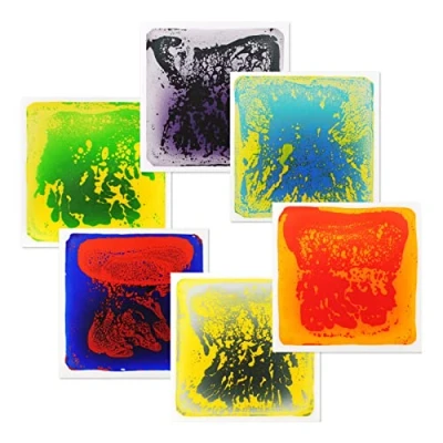 Image of Art3d Liquid Sensory Floor Activity Tiles, 11.8&quot;x11.8&quot; Square, Multicolor, 6 Tiles