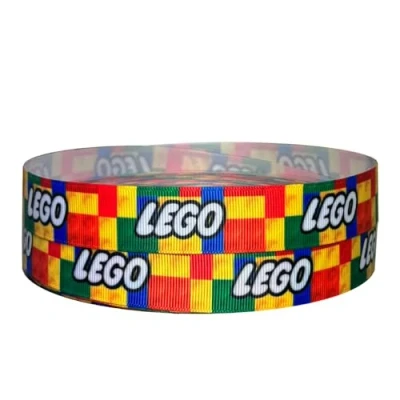 Image of 2m x 22mm Wide Multi Colour Lego Brick Ribbon for Personalised Birthday Cake Decoration Decorating Ideas Present Gift Wrap Bows or Wrapping Bags Box Cards Art Craft Toppers