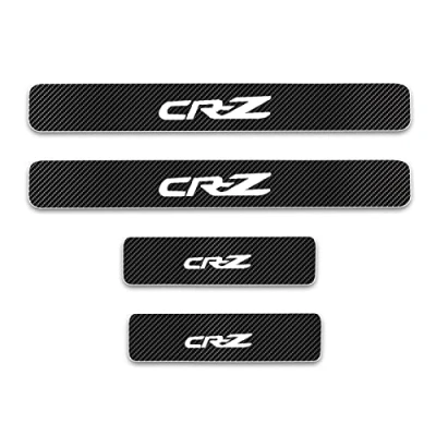 Image of CWWHY 4 Pcs Carbon Fiber Car Door Sill Protector for Ho nda CR Z, Welcome Pedal Scuff Guard Non Slip Auto Styling Decoration Accessory, White