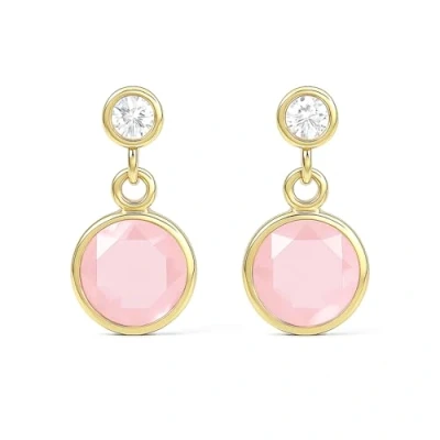 Image of Carissima 9ct Yellow Gold Cubic Zirconia and Pink Crystal Drop Earrings