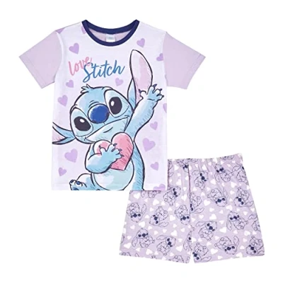 Image of Disney Lilo and Stitch Girls Pyjamas Short PJs, Ages 5 to 15 Years Old (11 12 Years) Lilac