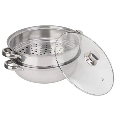 Image of Steel Steamer, Food Grade Stainless Steel, Steamer Pot, 2 Layer for Pot Pan Stock