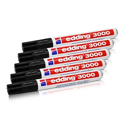Image of Edding 3000 Permanent Marker Black 1.5 3 mm Refillable Pack of 5