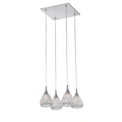 Image of Simone 4 Light Chrome Ceiling Square Pendant Cluster