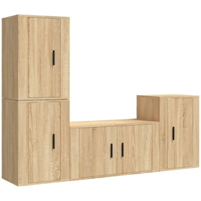 Image of vidaXL 4 Piece TV Cabinet Set Sonoma Oak Engineered Wood