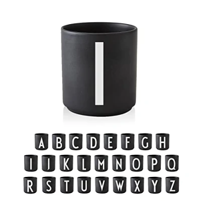 Image of Design Letters Coffee Cup (A Z) Gift for Christmas Men &amp; Women Porcelain Mug Personalised Initial Decorations/Table Decoration Letter Black 250 Ml