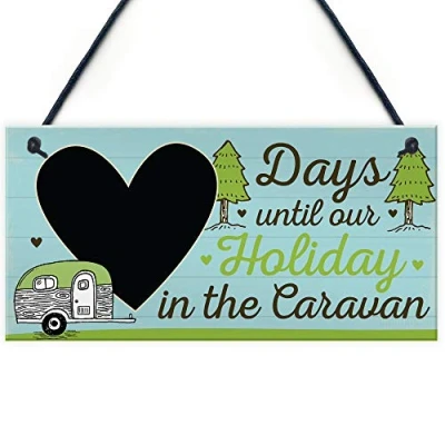 Image of RED OCEAN CHALKBOARD Countdown To Caravan Holiday Sign Funny Novelty Gift