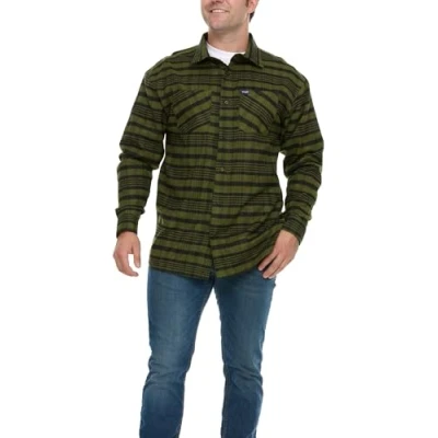 Image of Wrangler Big and Tall Flannel Shirt for Men Mens Button Down Plaid Shirt, Olive/Black, 3X