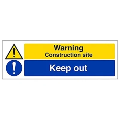 Image of Eco Friendly Warning Building Warning, Construction Site/Keep Out 600 X 200mm