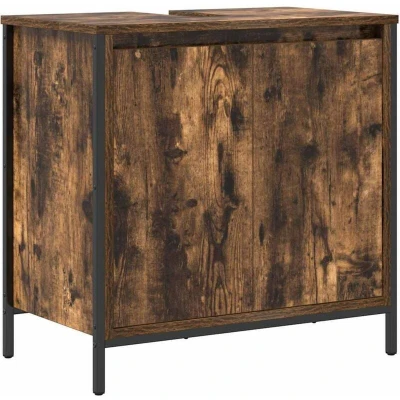 Image of vidaXL Bathroom Basin Cabinet Smoked Oak 60x34.5x60 cm