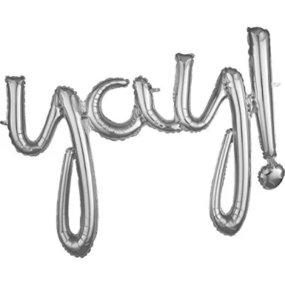 Image of Amscan 3669311 Script Phrase: &#039;Yay!&#039; Silver